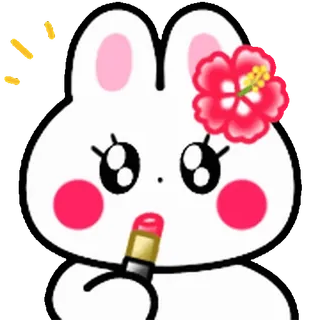 ⭐ 8b10cb46 conejo, flor, lápiz labial, kawaii, lindo telegram sticker