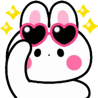 ⭐ bb6e8098 mono, conejo, gafas de sol de corazón, kawaii, animal telegram sticker