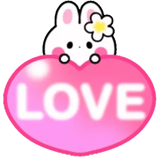 ⭐ efcffeda LOVE amor, corazón, conejo, lindo, flor telegram sticker