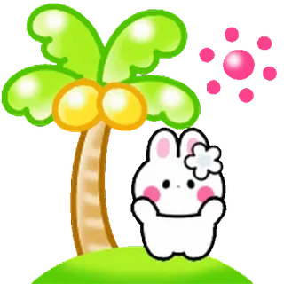 ⭐ f2099760 conejo, palmera, lindo, isla, verano telegram sticker