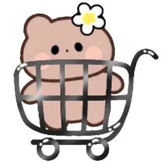 ⭐ f5a37246 oso, lindo, carrito, flor, kawaii, animal telegram sticker
