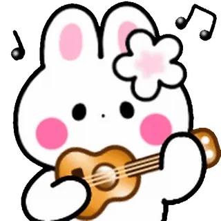⭐ f865e707 conejo, guitarra, lindo, kawaii, animal, dibujo animado telegram sticker