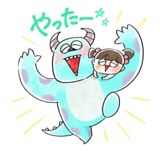🐰 028ba40b Sully Monsters, Inc. やったー Sully, Boo, Monsters, Inc., Happy, Cartoon, Disney, Pixar, Animation telegram sticker