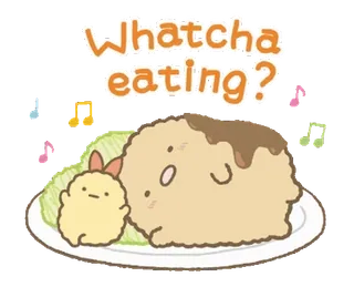 💬 02263fba Whatcha eating? 可爱, 食物, 卡哇伊, 卡通, 吃, 角色, 零食 telegram sticker