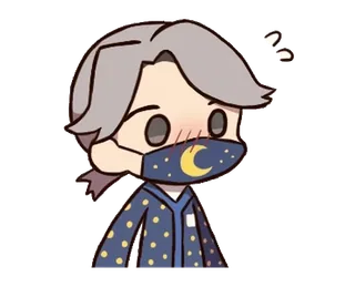 ⭐ 2005aaae Стиль аниме, Чиби, Милый, Ночь, Луна, Звезды, Маска, Пижама telegram sticker