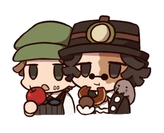 ⭐ 258cbce0 персонажи, яблоко, пончик, шляпы, милый, мультфильм telegram sticker