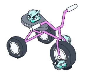 👽 1502c22a tricycle, dessin animé, mignon, monstre, lunettes de soleil, drôle telegram sticker