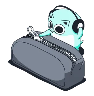 👽 61827687 mignon, animal, dessin animé, fermeture éclair, écouteurs, musique telegram sticker