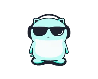 👽 8b524916 cool, chat, lunettes de soleil, casque, mignon, détente, musique telegram sticker