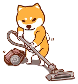 🧹 31614ba8 犬, 柴犬, 掃除機, 掃除, 漫画, ペット telegram sticker