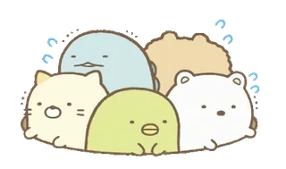 💬 6d340010 คาวาอิ, น่ารัก, Sumikko Gurashi, กลุ่ม, เพื่อน, ตัวละคร, การ์ตูน telegram sticker