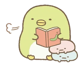 💬 f9f53f7d น่ารัก, Sumikko Gurashi, อ่านหนังสือ, เพนกวิน?, คาวาอิ telegram sticker
