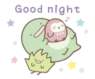 🤍 58821e44 Good night 晚安, 睡眠, 可爱, 卡哇伊, 猫头鹰, 卡通, 星星 whatsapp sticker