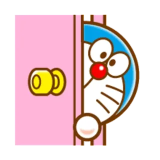 🐶 eb037bdd Doraemon дораэмон, аниме, мультфильм, кот, дверь, подглядывает telegram sticker