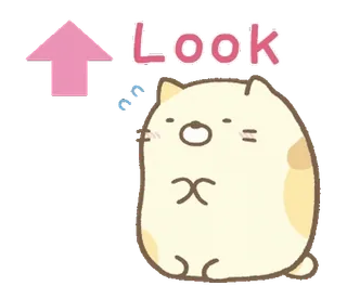 💭 188fe339 Look gato, flecha, lindo, kawaii, señalando, mira whatsapp sticker