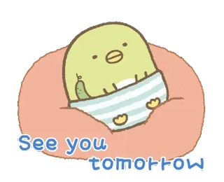 💭 2d3c0c9b See you tomorrow mono, Sumikko Gurashi, kawaii, pollito, adiós, hasta luego whatsapp sticker