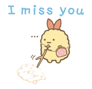 💭 670eb858 I miss you lindo, kawaii, saludo, Sumikko Gurashi, tempura, te echo de menos whatsapp sticker