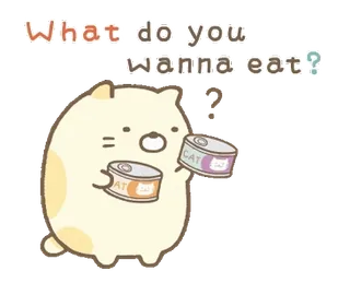 💭 83eaa96f What do you wanna eat? gato, comida, lindo, pregunta, anime, comiendo whatsapp sticker