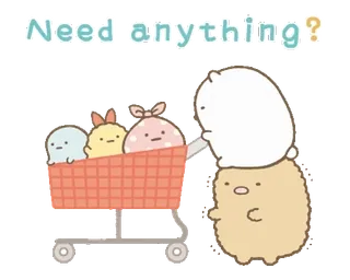 💭 e64e8724 Need anything? lindo, compras, pregunta, kawaii, animales, carrito whatsapp sticker