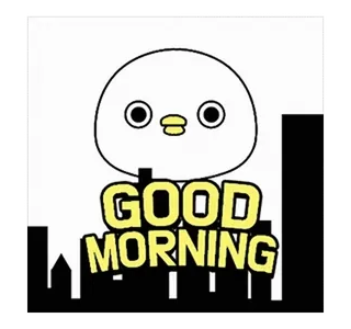 ⭐ 2e161c34 GOOD MORNING Bom dia, Desenho animado, Fofo, Pato, Saudação, Paisagem urbana whatsapp sticker