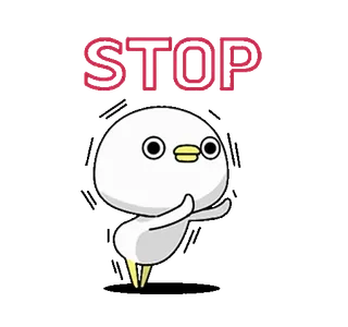 ⭐ df797d06 STOP pare, aviso, personagem, pássaro, desenho animado whatsapp sticker