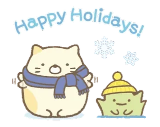 ❄️ cbdf55a7 Happy Holidays! 고양이, 휴일, 겨울, 눈송이, 귀여운, 인사말 telegram sticker