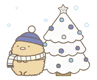 ❄️ fcd0eb1e 크리스마스 트리, 크리스마스, 겨울, 눈, 귀여운, 동물, 휴일 telegram sticker