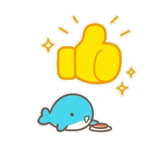 🐳 47c76537 pollice in su, balena, cartone animato, animale, carino telegram sticker
