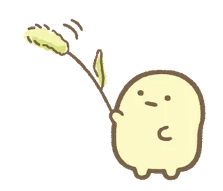 🍞 6d42f395 süß, kawaii, entzückend, Figur, Cartoon, minimalistisch, gelb, Sumikko Gurashi, Mais whatsapp sticker