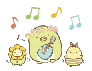 🍞 822ee84f kawaii, süß, Noten, Blumenkranz, Pinguin, Ukulele, Sonnenblume, Biene whatsapp sticker