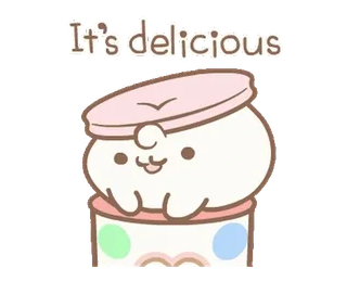 ⭐ 461b7ef0 It's delicious 귀여운, 음식, 맛있는, 디저트, 카와이, 모찌 telegram sticker