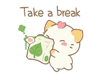 ⭐ aff52556 Take a break 고양이, 휴식, 휴식, 차, 귀여운, 카와이 telegram sticker
