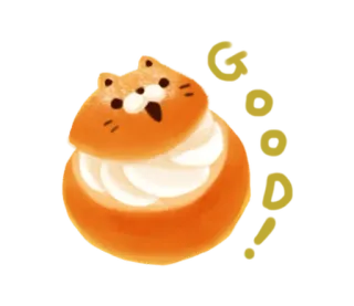 😄 3814de1a 猫, うさぎ, クリーム, デザート, ペストリー, 食べ物 telegram sticker