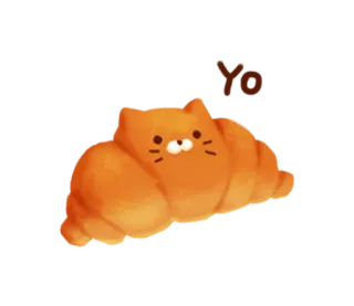 👋 83b6b53b 猫, クロワッサン, 食べ物, 動物, かわいい, カワイイ telegram sticker