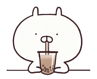 🍡 a525db25 coelho, fofo, bebida, boba, bubble tea, desenho animado, animal, kawaii telegram sticker
