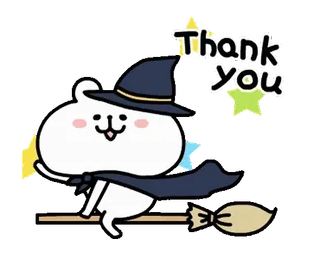 🍄 241f6cd7 Thank You thank you, witch, cute, sticker, adorable, cartoon, greeting whatsapp sticker
