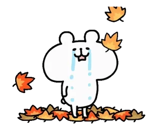 🍄 3e53f442 crying, sad, tears, white, cartoon, leaves, fall, autumn whatsapp sticker