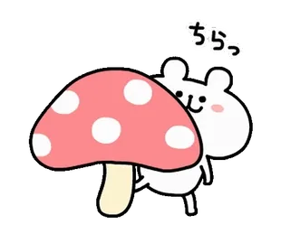 🍄 8bf77a6d ちらっ cute, animal, mushroom, cartoon, kawaii, white bear whatsapp sticker
