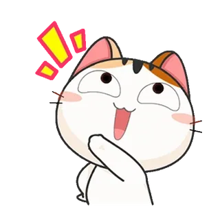 ⭐ d25cd880 Katze, denken, Idee, Ausruf, Cartoon, süß, kawaii telegram sticker