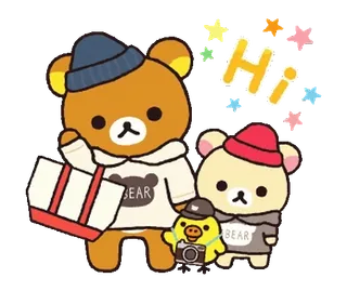 🌸 a3fa4ce6 Hi мультфильм, милый, медведь, животное, желтый, веселье, счастливый telegram sticker