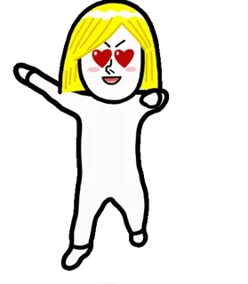 👩 7b100a6c мультфильм, любовь, глаза-сердечки, танцы, персонаж, блондинка, стикер telegram sticker