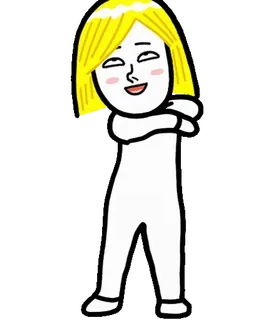 👩 f90e3fbd Мультфильм, Фигура, Стоя, Желтые волосы, Руки скрещены telegram sticker