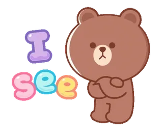 ⭐ 06dda914 I see niedźwiedź, widzę, słodki, kreskówka, naklejka telegram sticker