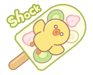 ⭐ 1ad19074 shock lód na patyku, kaczka, słodki, uroczy, kreskówka, lody, owoc telegram sticker