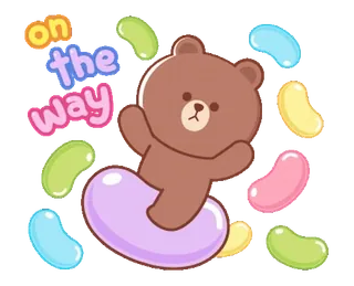 ⭐ 85a7cf90 Brown on the way niedźwiedź, Line Friends, naklejka, słodki, brązowy, żelka telegram sticker
