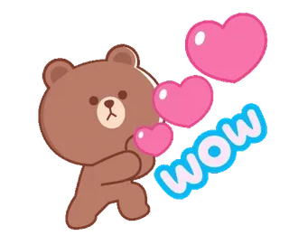 ⭐ a9d6af7d WOW miś, słodkie, wow, miłość, serca, kreskówka, emoji telegram sticker