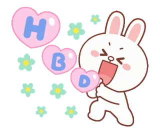 ⭐ c3751678 HBD wszystkiego najlepszego, świętowanie, uroczy, królik, kreskówka, Wszystkiego Najlepszego, serce, pozdrowienia telegram sticker