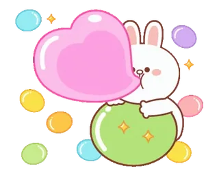 ⭐ fa9bcd29 królik, słodki, kreskówka, różowy, serce, bańki, kawaii, zwierzę telegram sticker