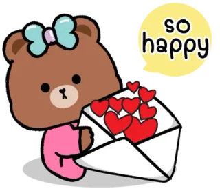 ⭐ 09641f4f so happy orso, carino, cuori, amore, felice, cartoni animati, busta whatsapp sticker
