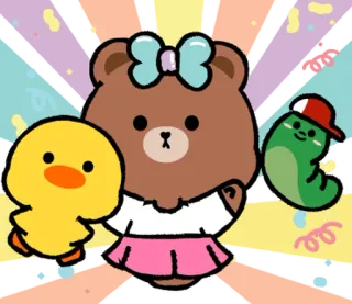 ⭐ 1c3c6f36 anatra, orso, verme, cartone animato, animali, carino whatsapp sticker